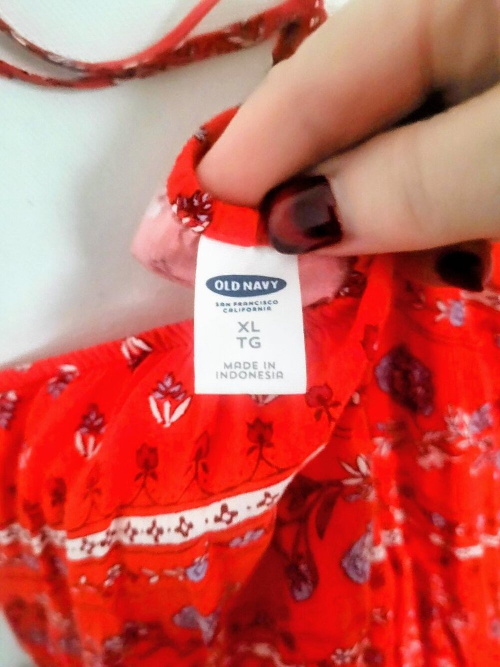 Brand New--Old Navy Red Paisley Maxi Dress with Border Print - Picture 3 of 6